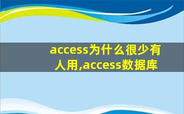 access为什么很少有人用,access数据库