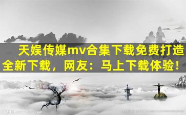 天娱传媒mv合集下载免费打造全新下载，网友：马上下载体验！