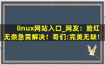 linux网站入口_网友：脸红无奈急需解决！哥们:完美无缺！